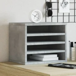 vidaXL Bureau organiser 36x26x29,5 cm bewerkt hout betongrijs