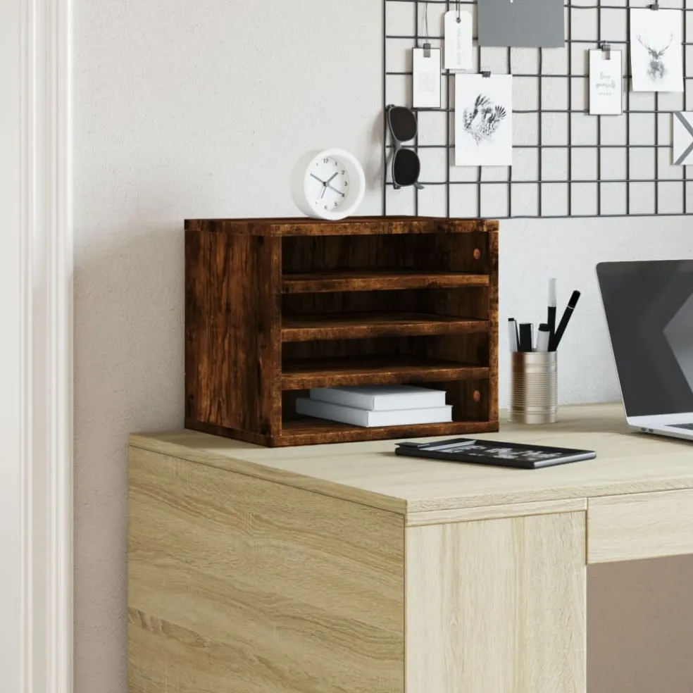 vidaXL Bureau organiser 44,5x24x25 cm bewerkt hout betongrijs