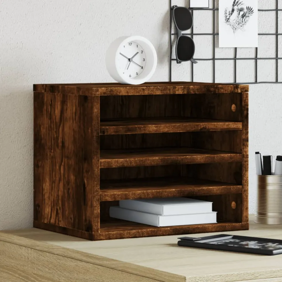 vidaXL Bureau organiser 44,5x24x25 cm bewerkt hout betongrijs