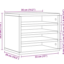 vidaXL Bureau organiser 44,5x24x25 cm bewerkt hout betongrijs