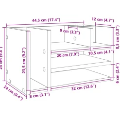 vidaXL Bureau organiser 44,5x24x25 cm bewerkt hout grijs sonoma eiken