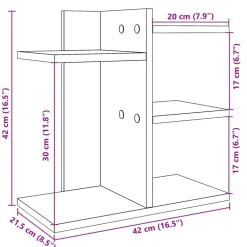 vidaXL Bureau organiser 42x21,5x42 cm bewerkt hout betongrijs