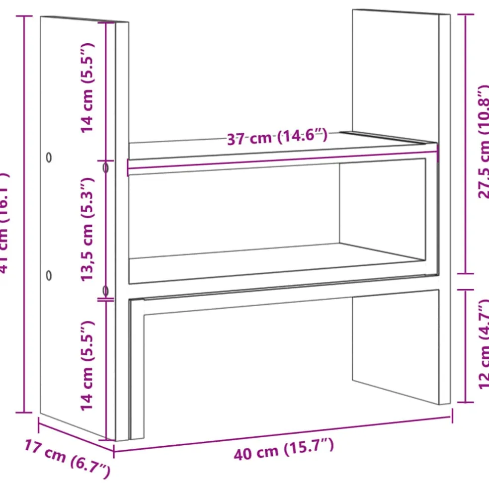 vidaXL Bureau organiser 40x17x41 cm bewerkt hout sonoma eikenkleurig
