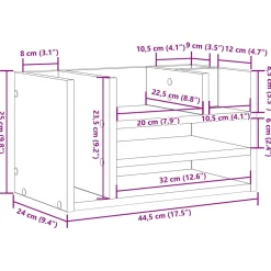 vidaXL Bureau Organizer Artisanaal eiken 44,5 x 24 x 25 cm
