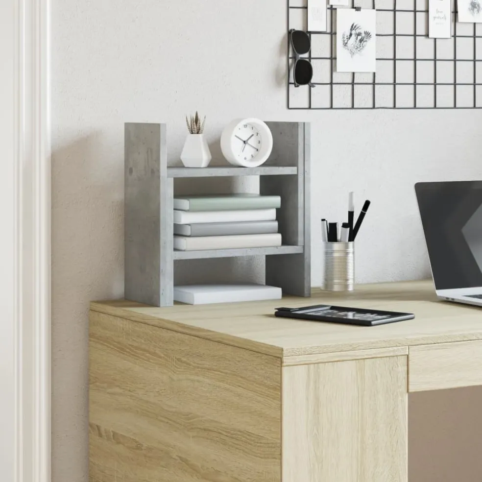 vidaXL Bureau Organizer Betongrijs 34,5 x 15,5 x 35,5 cm Bewerkt hout