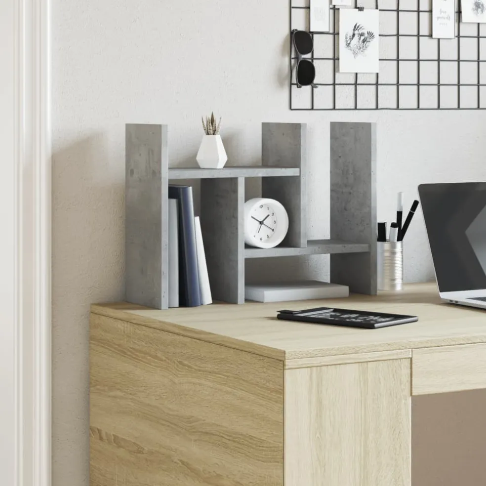 vidaXL Bureau Organizer Betongrijs 34,5 x 15,5 x 35,5 cm Bewerkt hout