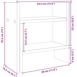 vidaXL Bureau Organizer Gerookt eiken 34,5 x 15,5 x 35,5 cm