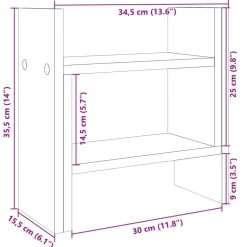 vidaXL Bureau Organizer Grijs Sonoma 34,5 x 15,5 x 35,5 cm