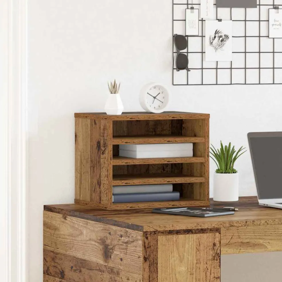 vidaXL Bureau Organizer Oudhout 36 x 26 x 29,5 cm Bewerkt hout