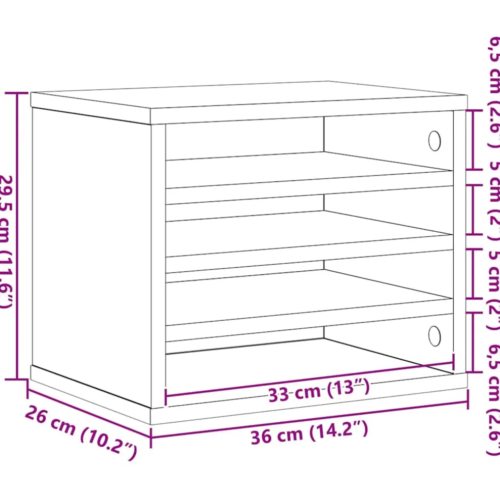 vidaXL Bureau Organizer Oudhout 36 x 26 x 29,5 cm Bewerkt hout