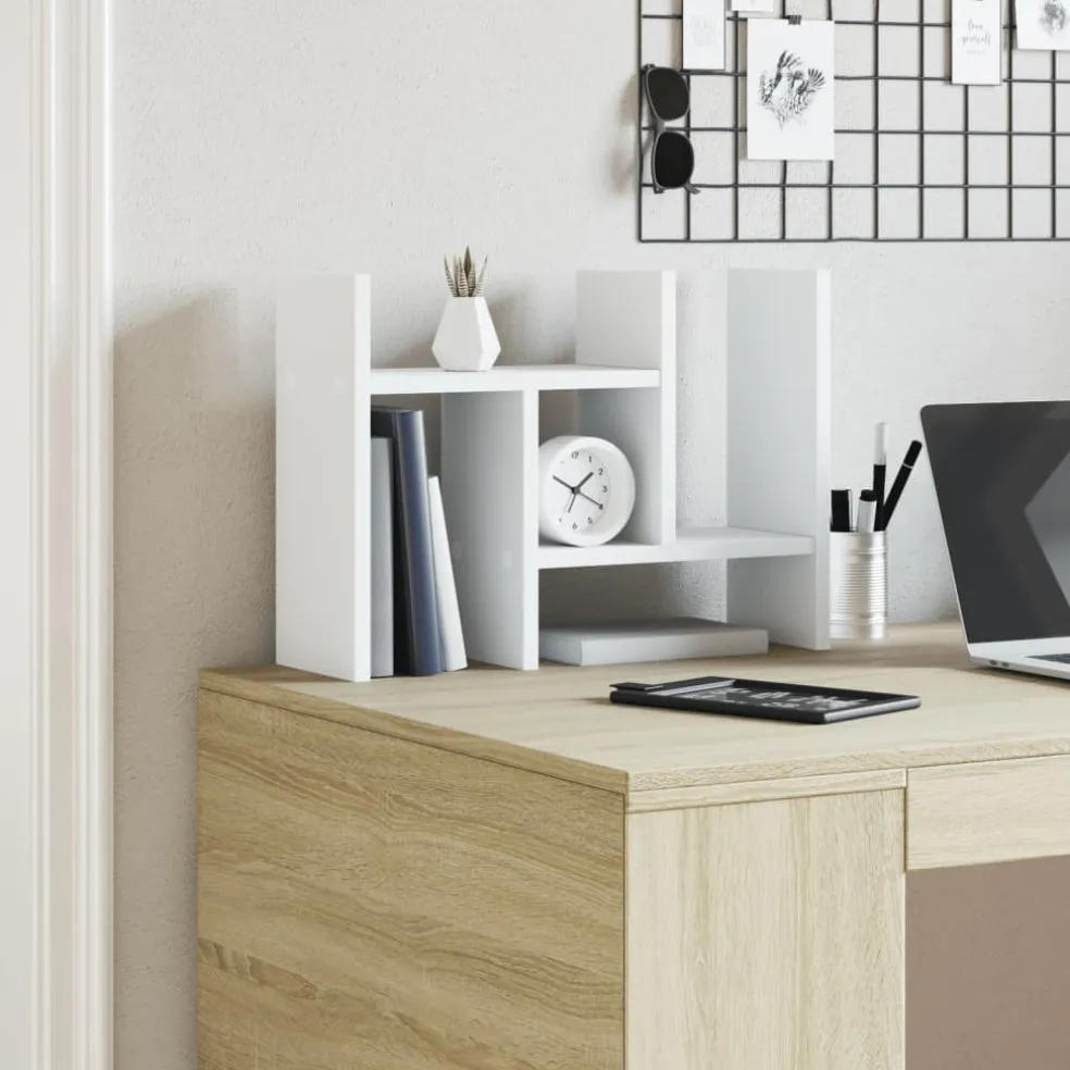 vidaXL Bureau Organizer Wit 34,5 x 15,5 x 35,5 cm Bewerkt hout