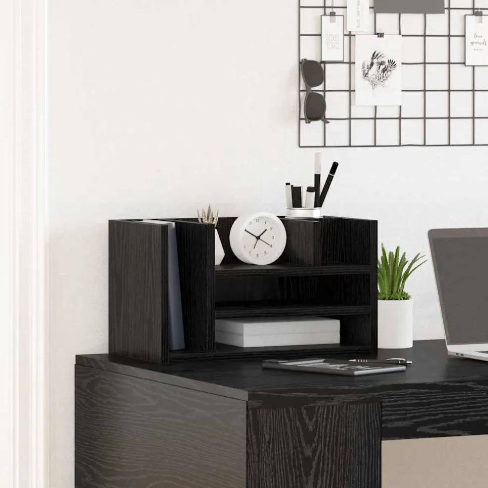 vidaXL Bureau Organizer Zwart eiken 44,5 x 24 x 25 cm Bewerkt hout
