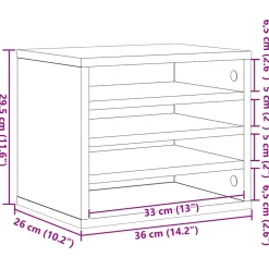vidaXL Bureau Organizer Zwart eiken 44,5 x 24 x 25 cm Bewerkt hout