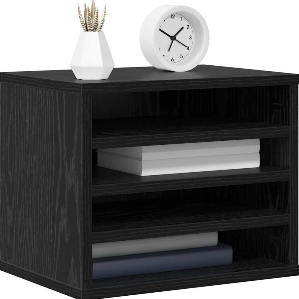 vidaXL Bureau Organizer Zwart eiken 44,5 x 24 x 25 cm Bewerkt hout
