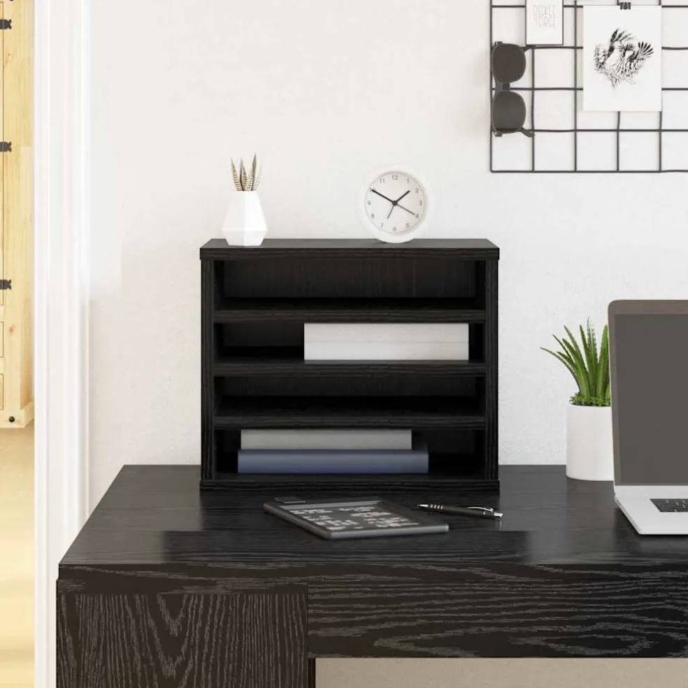 vidaXL Bureau Organizer Zwart eiken 44,5 x 24 x 25 cm Bewerkt hout