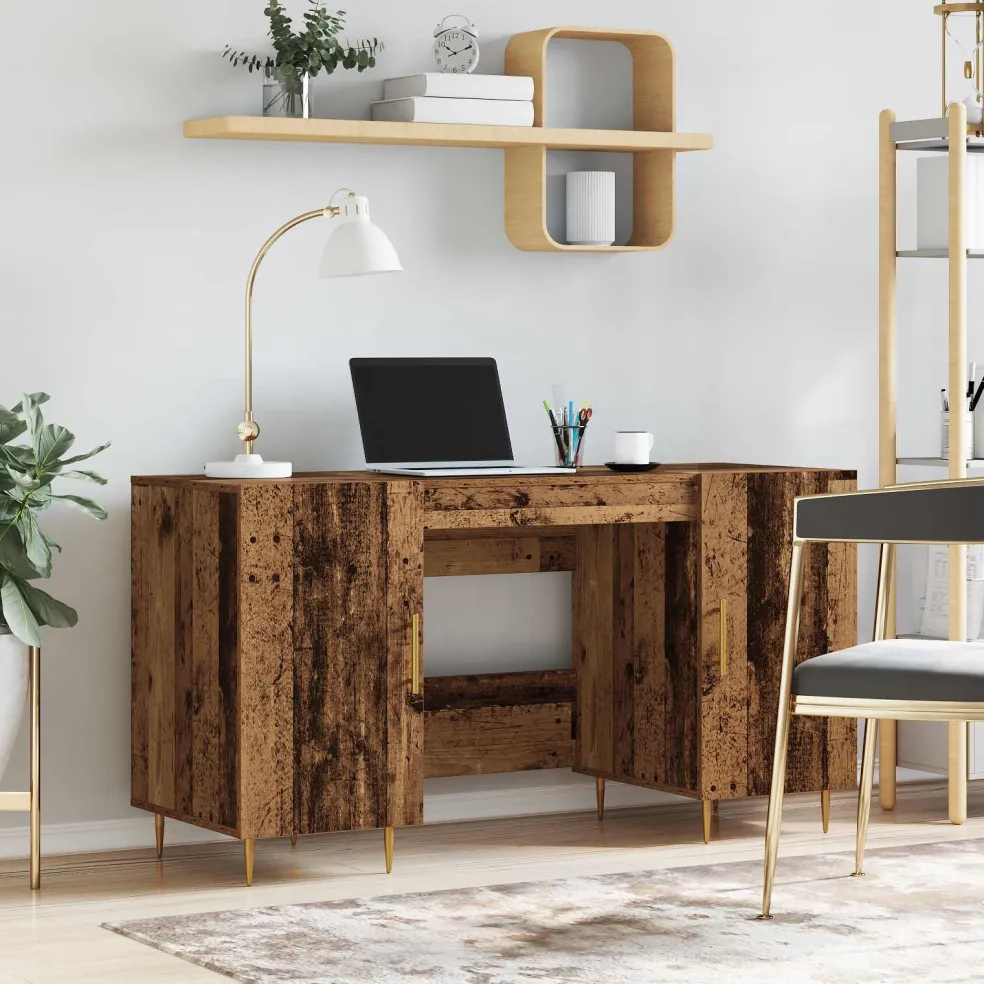 vidaXL Bureau Oud hout Bewerkt hout