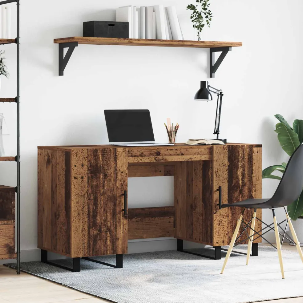 vidaXL Bureau Oud hout Bewerkt hout 140 x 50 x 75 cm