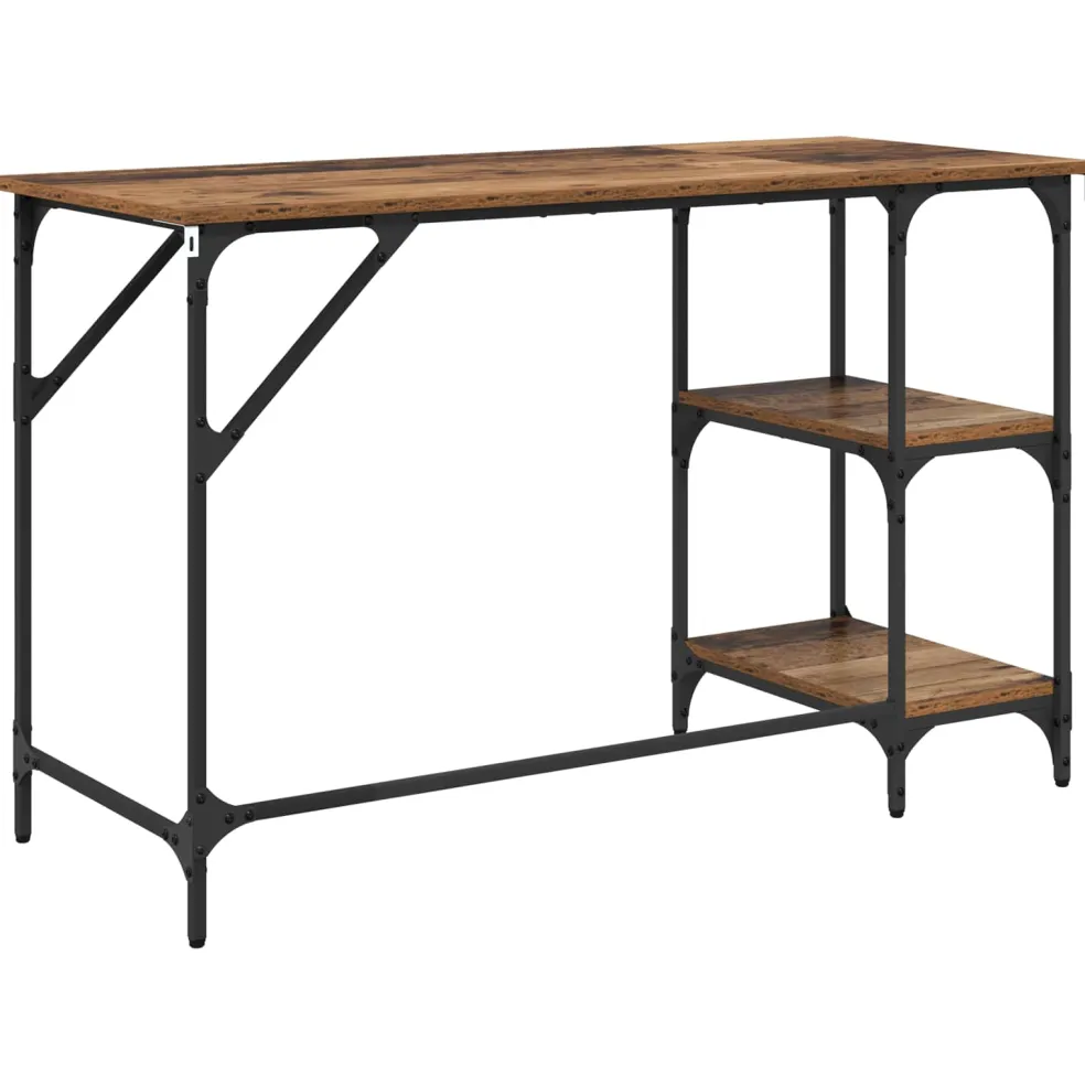 vidaXL Bureau Oud Hout 120 x 50 x 75 cm Bewerkt hout