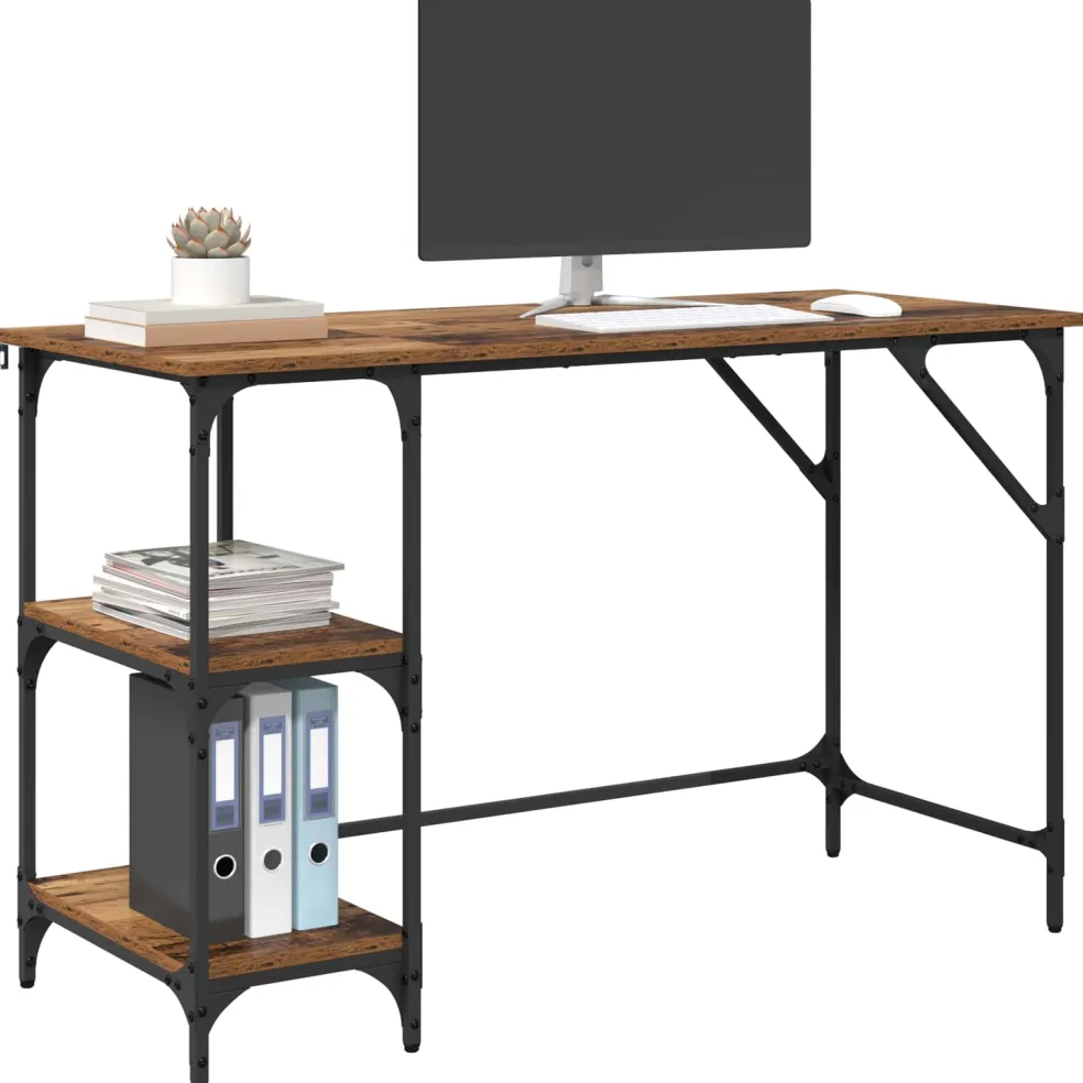 vidaXL Bureau Oud Hout 120 x 50 x 75 cm Bewerkt hout