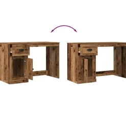vidaXL Bureau Oud Hout 50 x 115 x 75 cm Bewerkt hout