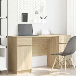 vidaXL Bureau Sonoma eiken Bewerkt hout 140 x 49 x 76 cm