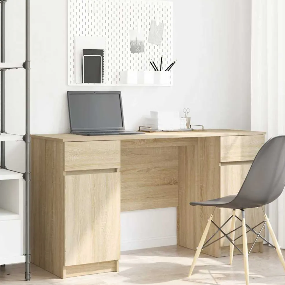vidaXL Bureau Sonoma eiken Bewerkt hout 140 x 49 x 76 cm