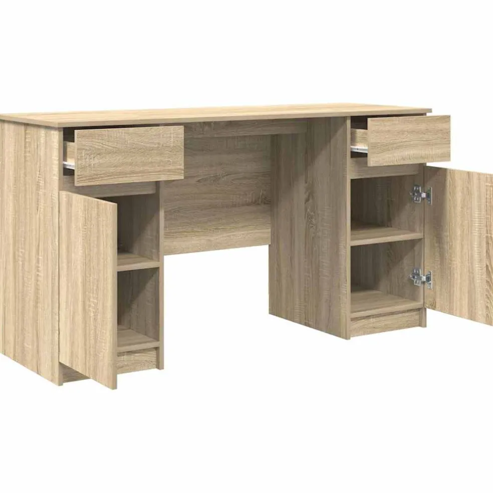 vidaXL Bureau Sonoma eiken Bewerkt hout 140 x 49 x 76 cm