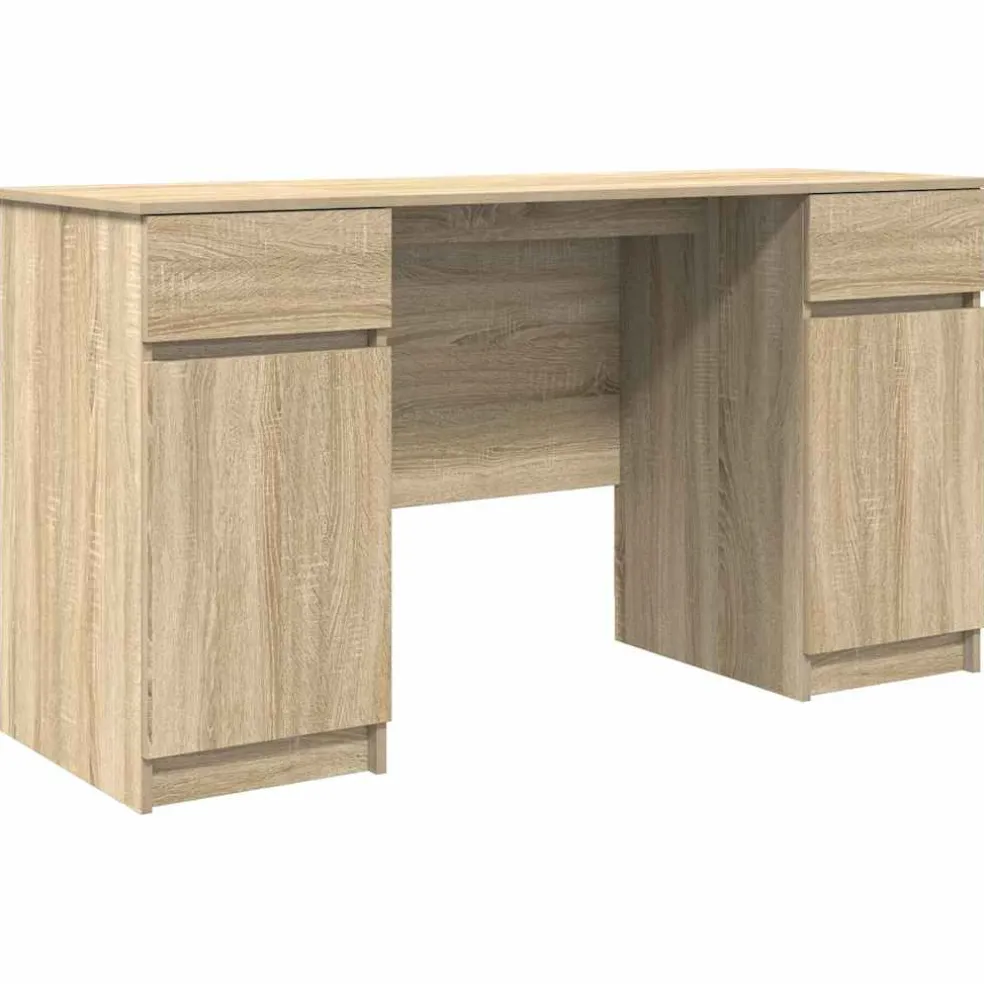 vidaXL Bureau Sonoma eiken Bewerkt hout 140 x 49 x 76 cm