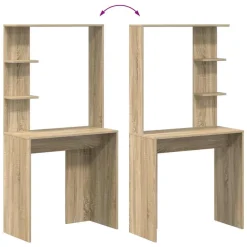 vidaXL Bureau Sonoma Eiken Bewerkt hout 78,5 x 37 x 154,5 cm