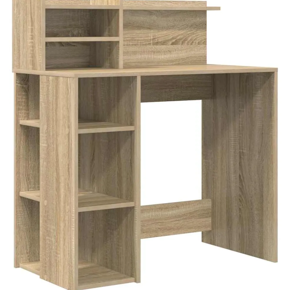 vidaXL Bureau Sonoma Eiken Bewerkt hout 90 x 48 x 101,5 cm