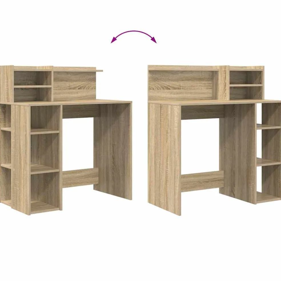 vidaXL Bureau Sonoma Eiken Bewerkt hout 90 x 48 x 101,5 cm
