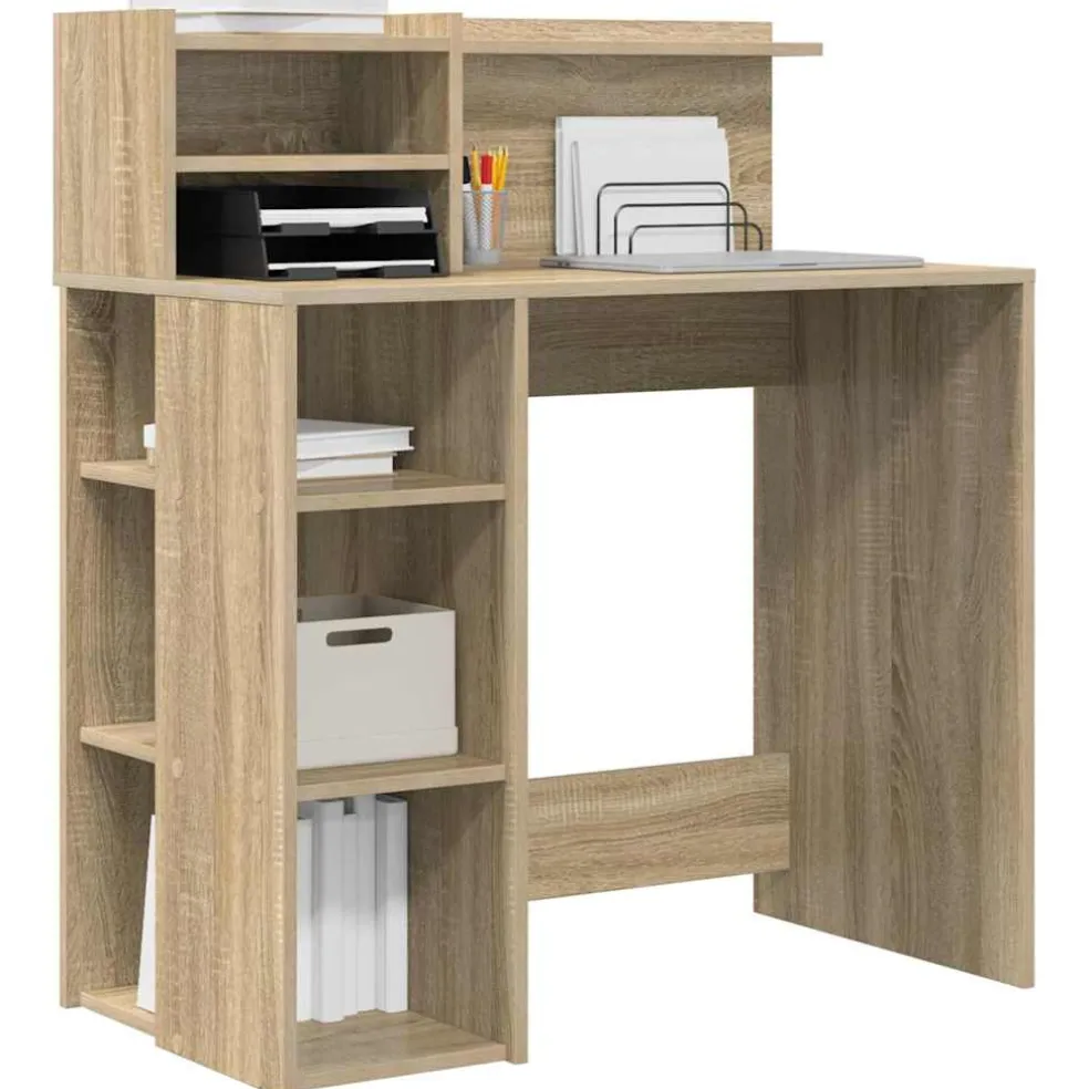 vidaXL Bureau Sonoma Eiken Bewerkt hout 90 x 48 x 101,5 cm