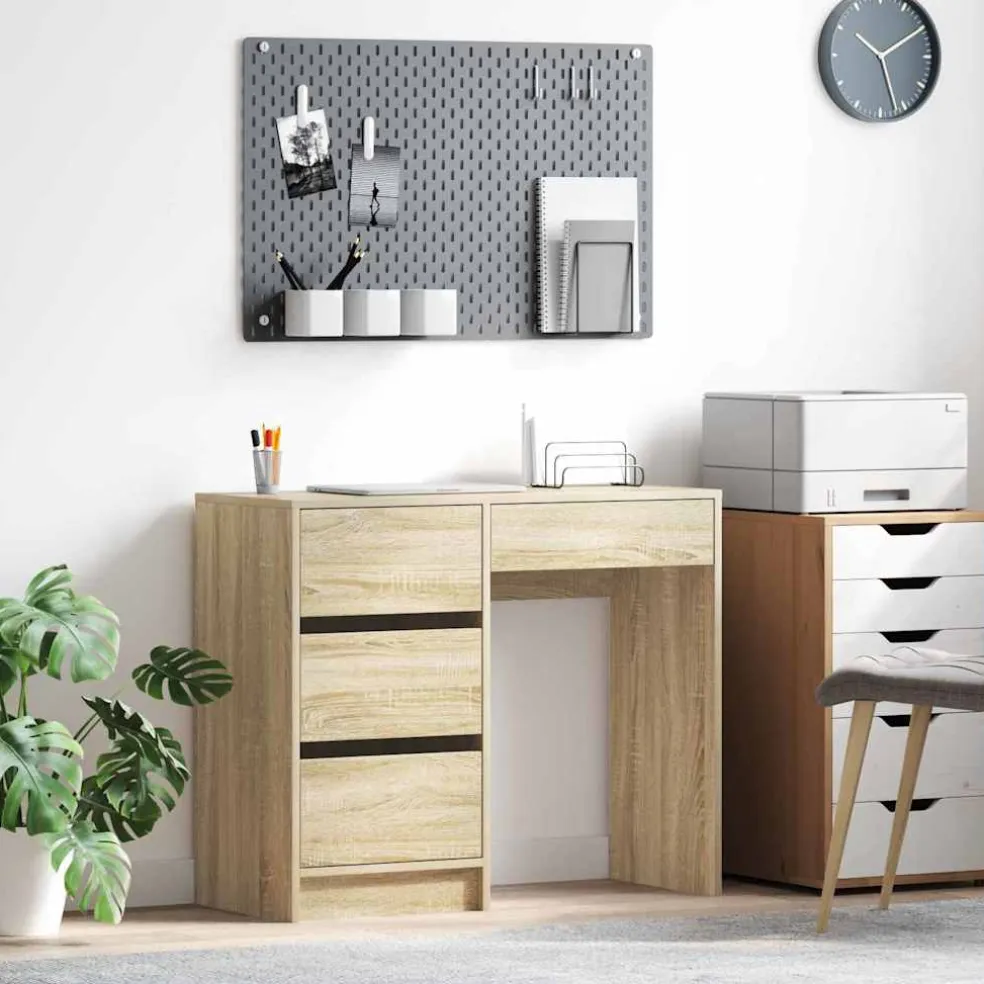 vidaXL Bureau Sonoma Eiken Bewerkt hout 90 x 37,5 x 75 cm