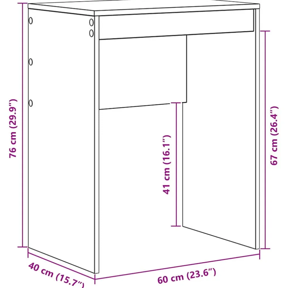 vidaXL Bureau Sonoma Eiken 60 x 40 x 76 cm