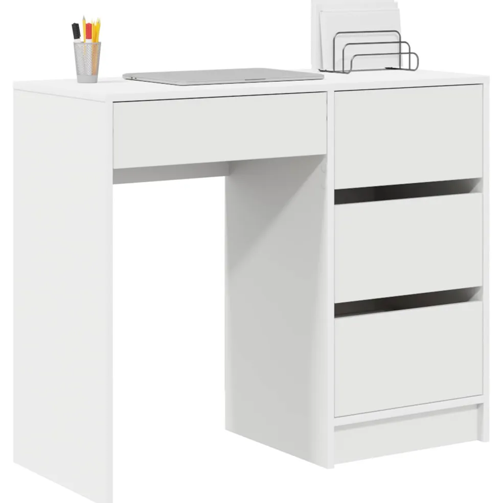 vidaXL Bureau Wit Bewerkt hout 90 x 37,5 x 75 cm