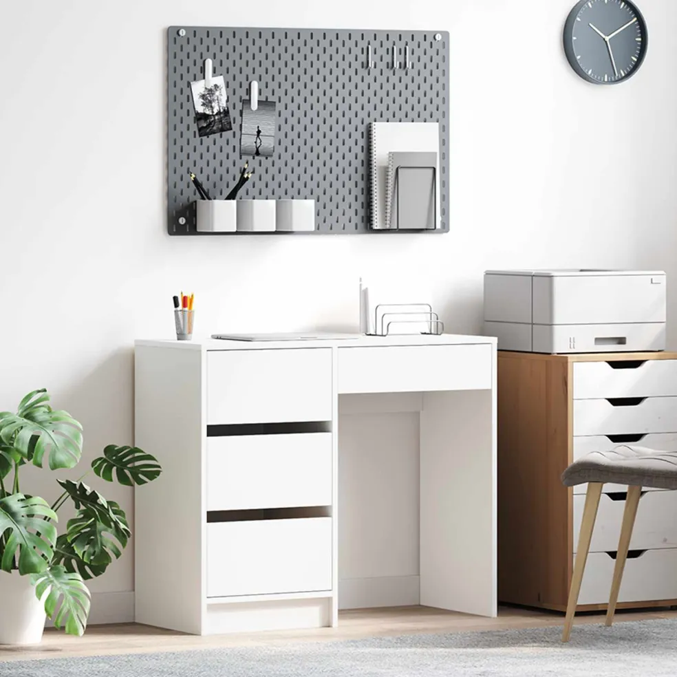 vidaXL Bureau Wit Bewerkt hout 90 x 37,5 x 75 cm