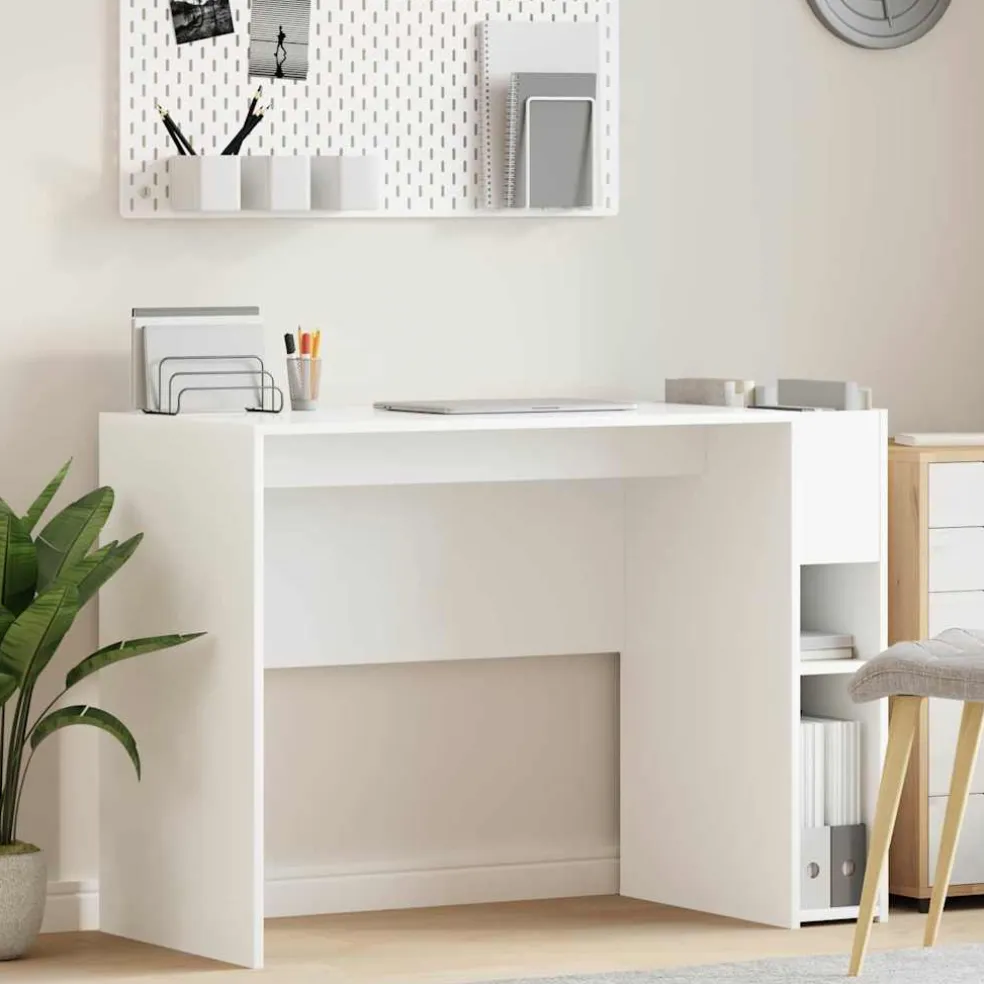 vidaXL Bureau Wit Bewerkt hout 109 x 50 x 78 cm