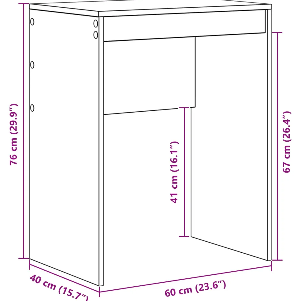 vidaXL Bureau Wit 60 x 40 x 76 cm