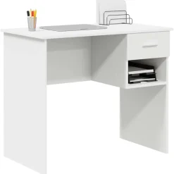 vidaXL Bureau Wit 90 x 49 x 75 cm Bewerkt hout