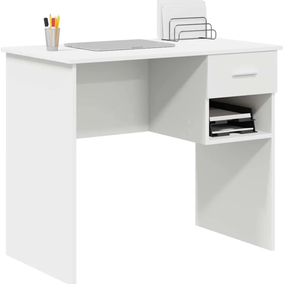 vidaXL Bureau Wit 90 x 49 x 75 cm Bewerkt hout