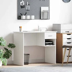 vidaXL Bureau Wit 90 x 49 x 75 cm Bewerkt hout