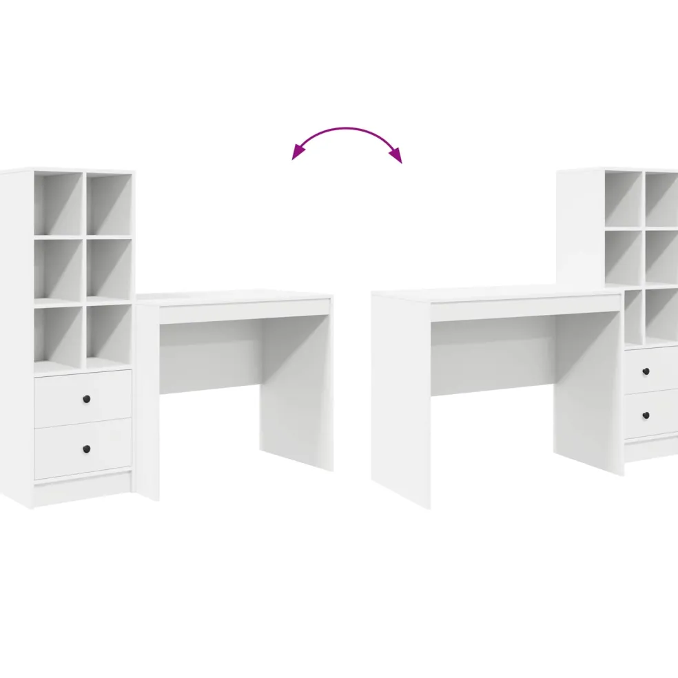 vidaXL Bureau Wit 135,5 x 50 x 127 cm 2 st