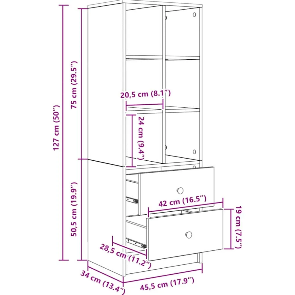 vidaXL Bureau Wit 135,5 x 50 x 127 cm 2 st