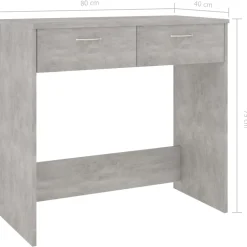 vidaXL Bureau 80x40x75 cm bewerkt hout betongrijs