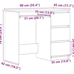vidaXL Bureau 90x45x76 cm bewerkt hout sonoma eikenkleurig