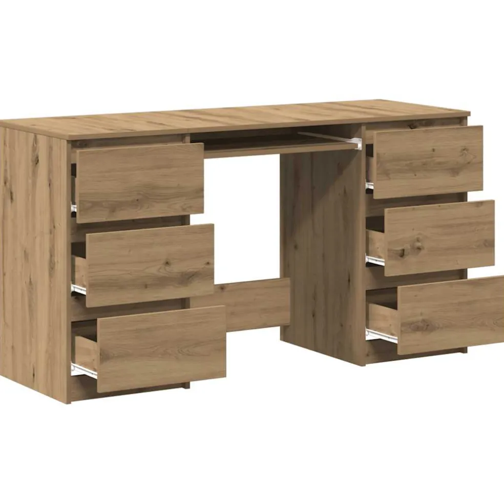 vidaXL Bureau 140x50x77 cm bewerkt hout artisanaal eikenkleur