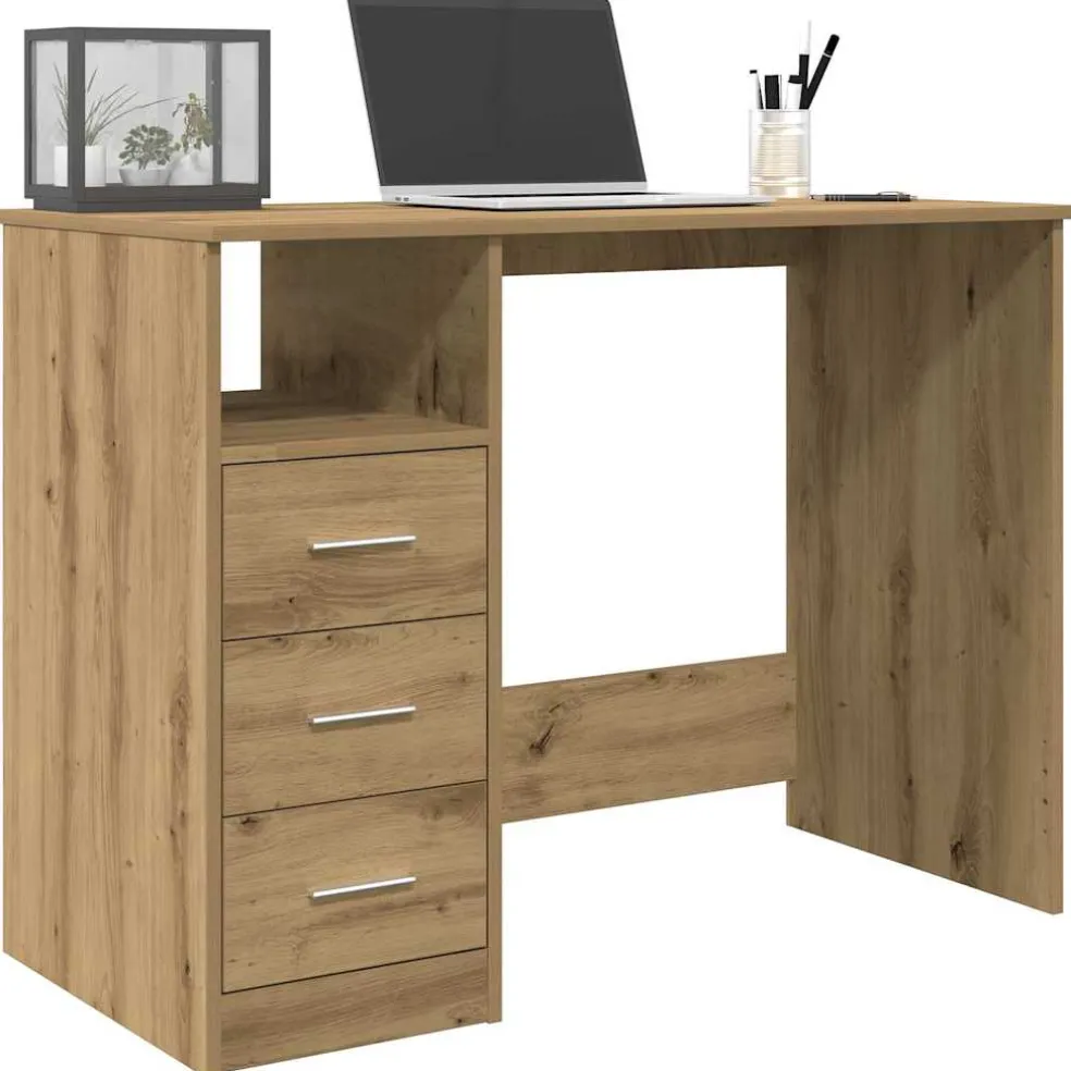 vidaXL Bureau 102x50x76 cm bewerkt hout artisanaal eikenkleur