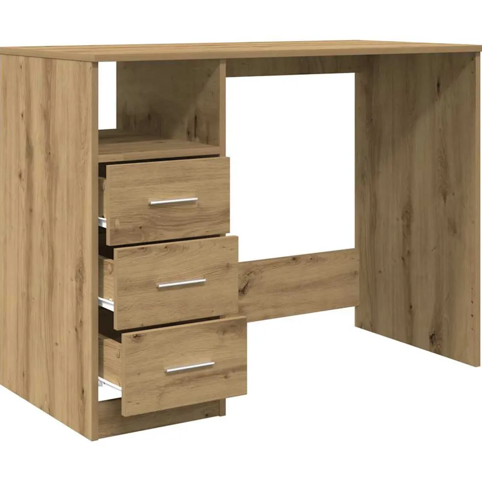 vidaXL Bureau 102x50x76 cm bewerkt hout artisanaal eikenkleur
