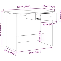 vidaXL Bureau 100x50x76 cm bewerkt hout betongrijs