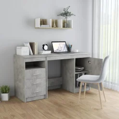 vidaXL Bureau 140x50x76 cm bewerkt hout betongrijs
